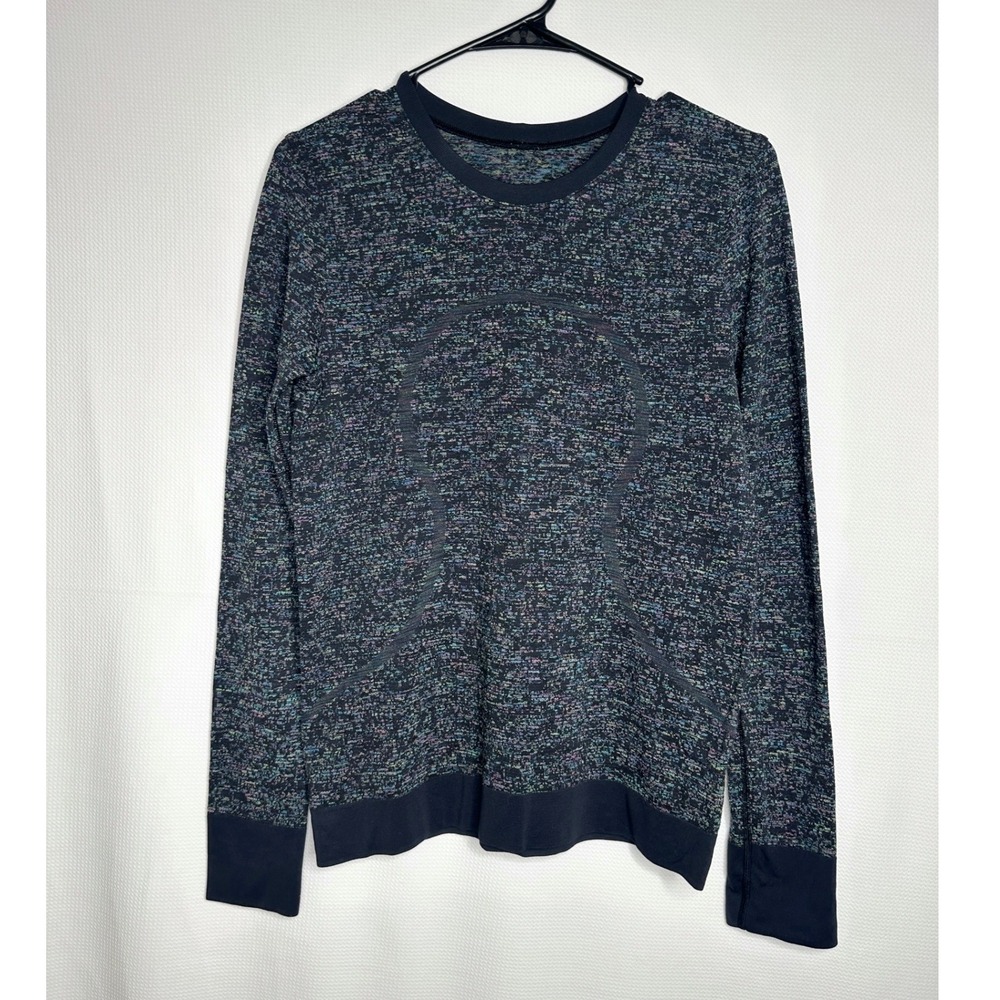 Lululemon Long Sleeve Swiftly Breathe Pixel Multicolor Space Dye Black Size 4